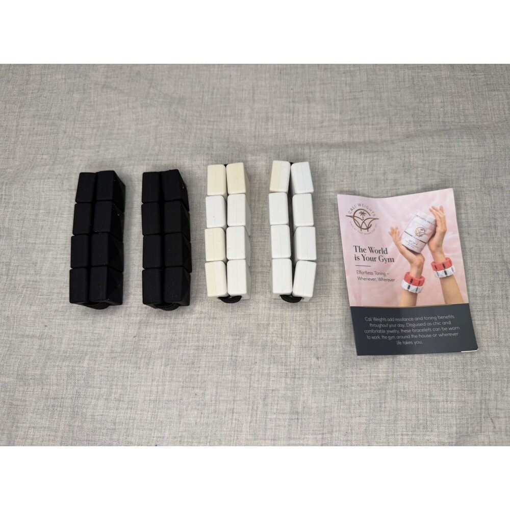 Cali Wrist Weights Set Of 4 Bracelets (2 Black/2 White) Elastic Size Medium